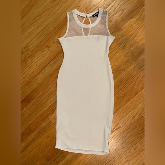 Missguided White Midi Dress Mesh Top size 10; New Without Tags - Picture 2 of 5